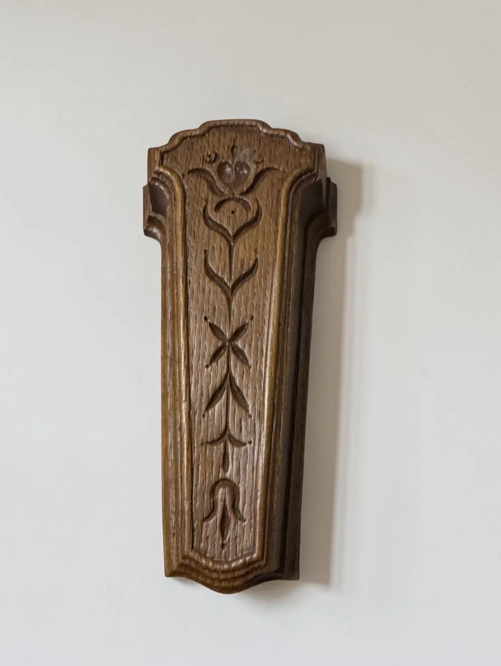 Vintage 1981 HOMCO Syroco Faux Wood Wall Pocket Floral Heart Folk Art Decor